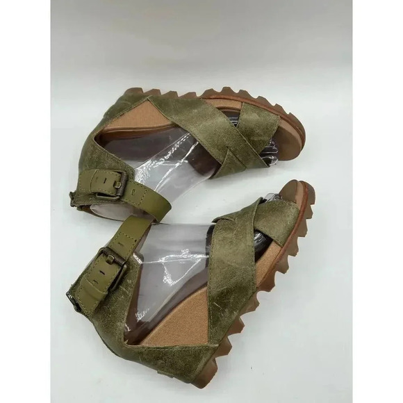 Sorel Women's Joanie II Ankle Strap sandal wedge platform  olive green size 7 - Picture 5 of 12